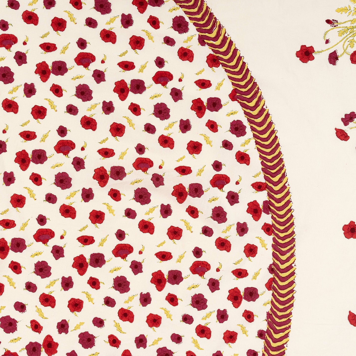 Poppies Red & Green French Tablecloth