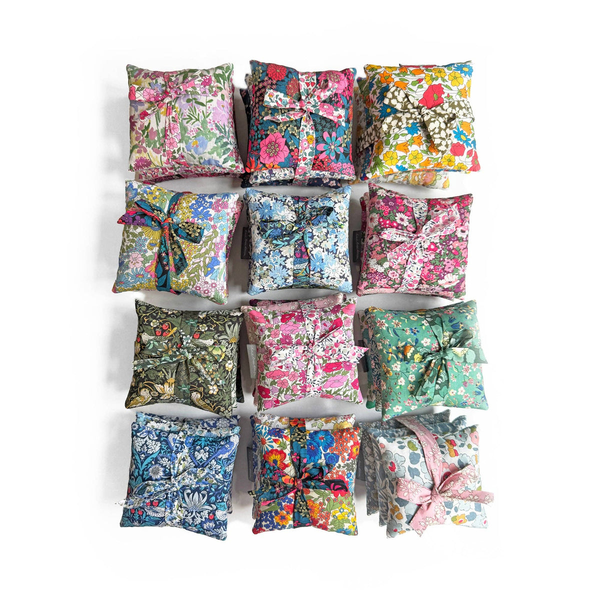 Stack of 3 Square Liberty Cotton Lavender Sachets - Green