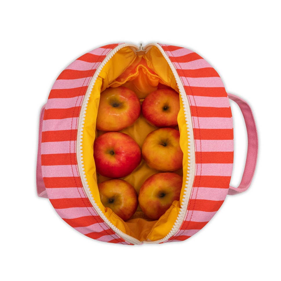 Awning Stripe Pink - Zipper Lunch Bag