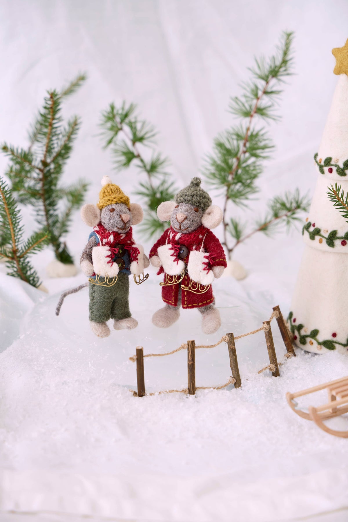 Small Grey Girly Mouse w/Coat & Ice Skates