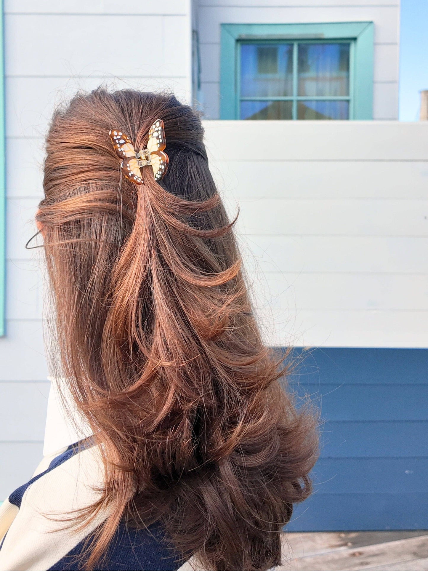 Hand-painted Mini Boho Monarch Claw Hair Clip | Eco-Friendly: Baby Blue