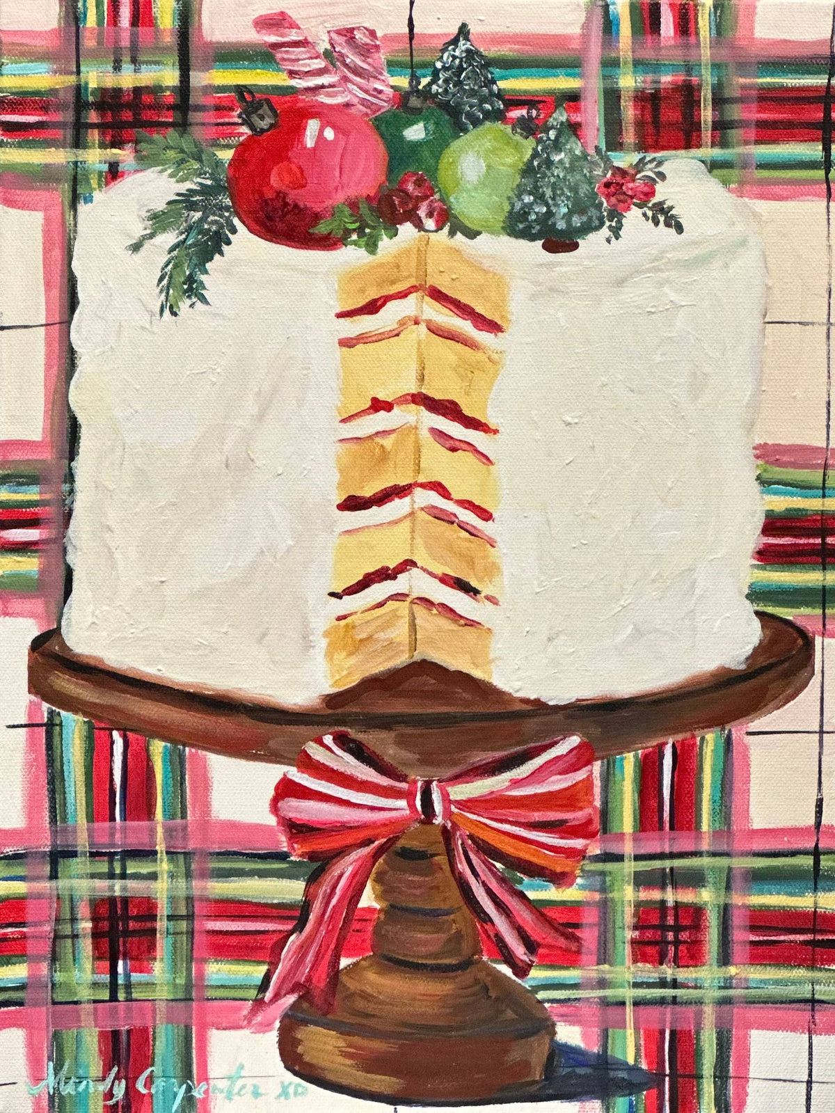 Baubles & Bow Cake Greeting Card
