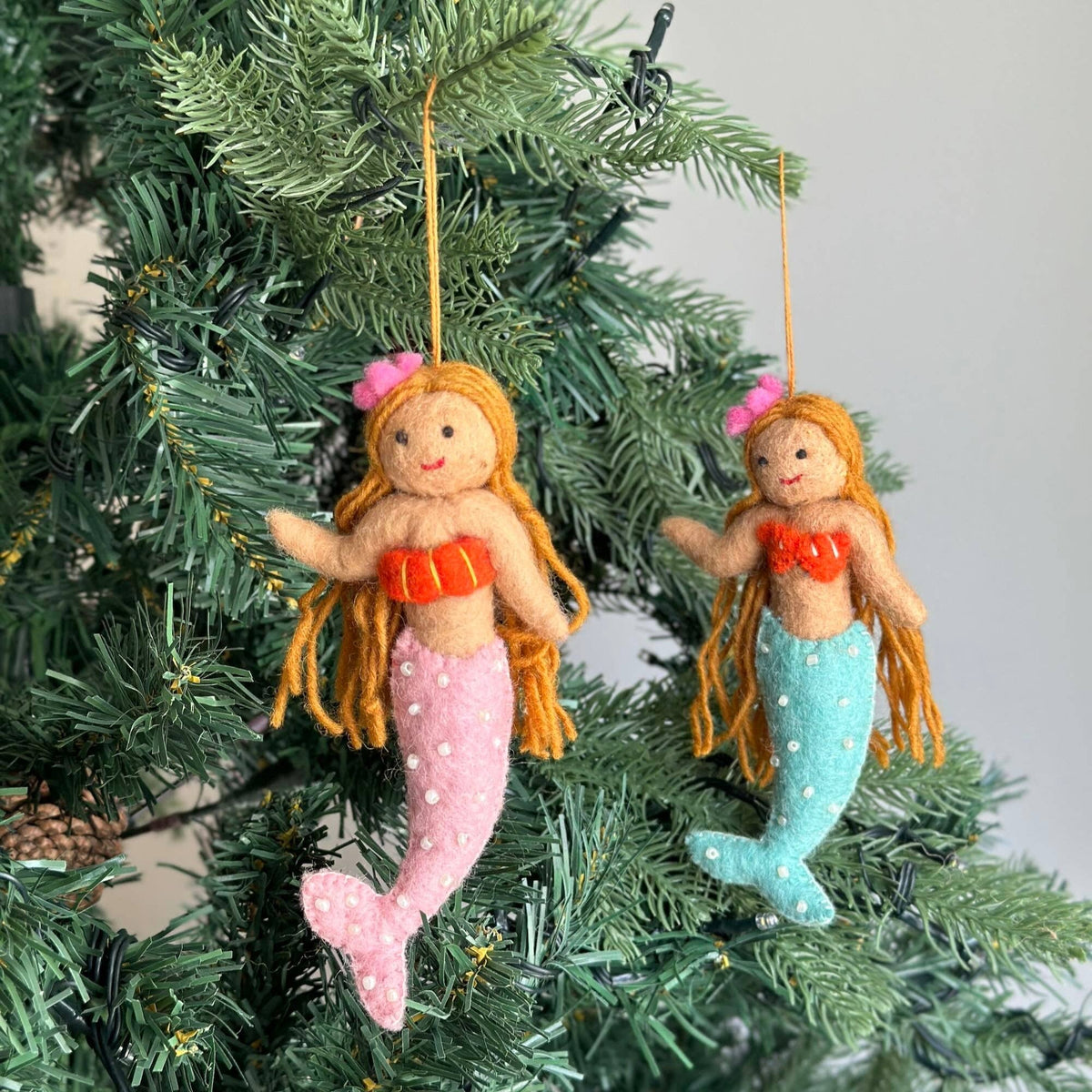 Felt Blond Mermaid Ornament: Blue