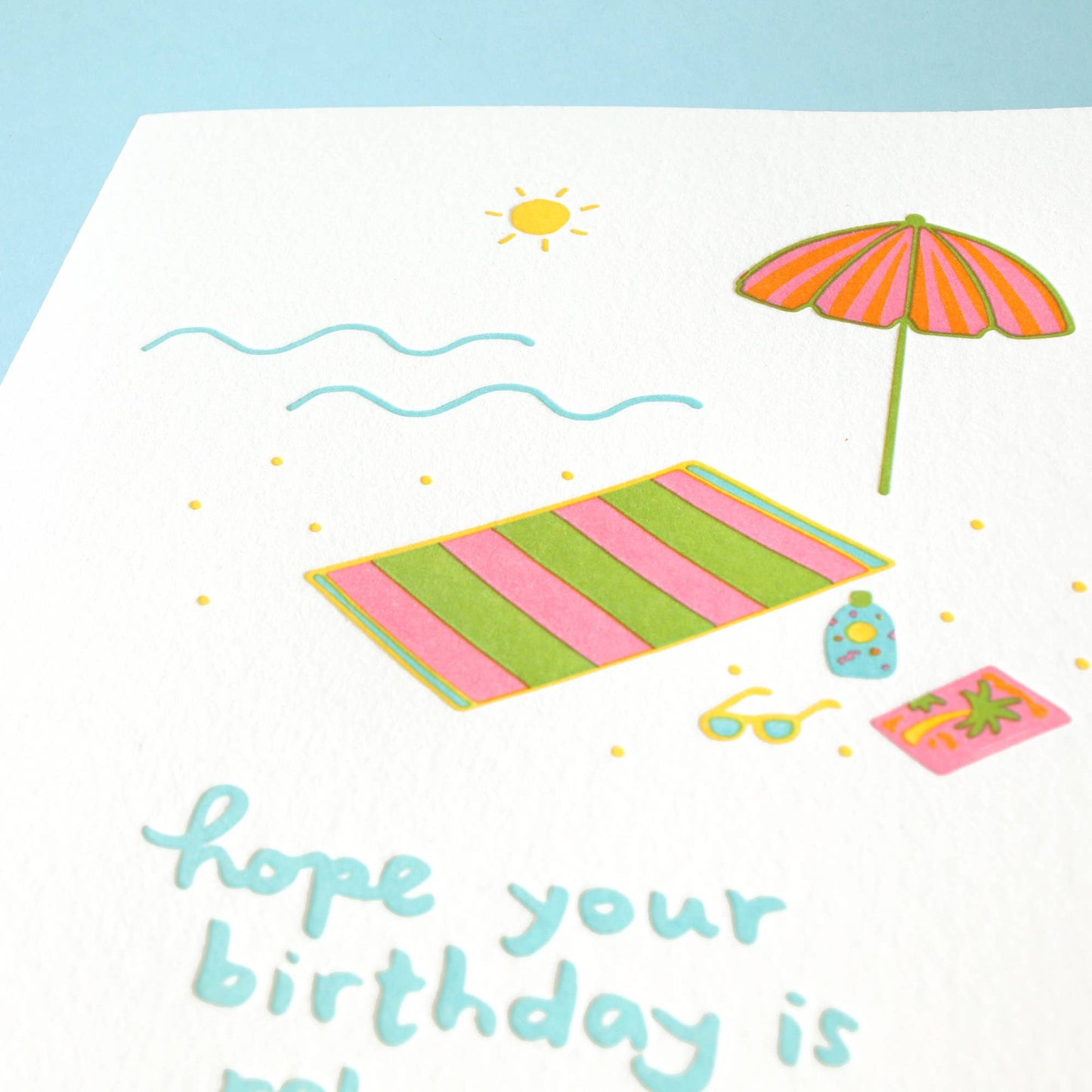 Beach Birthday - Letterpress Greeting Card