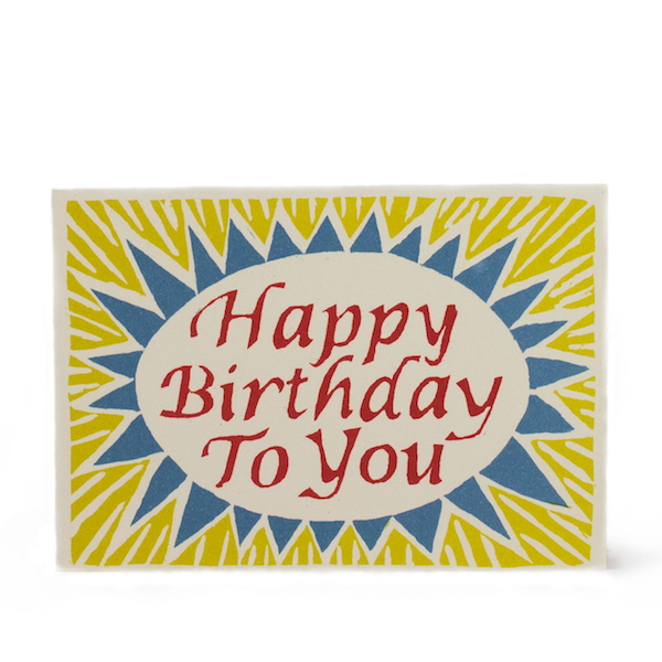 Happy Birthday To You Card Red, Yellow and Blue