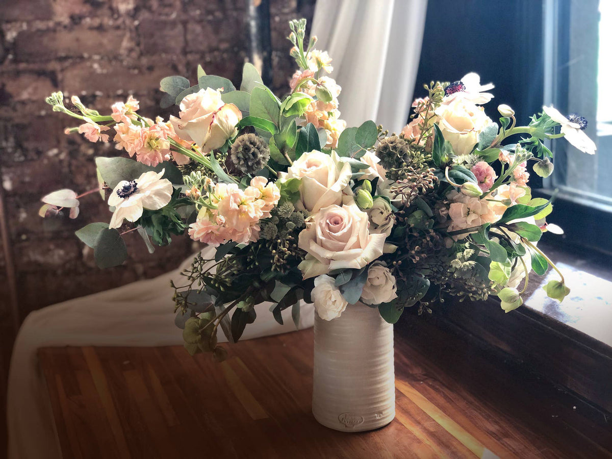 Farmhouse Ridges Short Vase - Denim