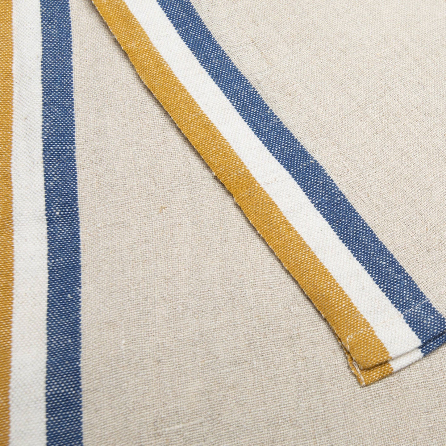 Normandy Natural - Mustard/Natural/Blue Tea Towels 20x30