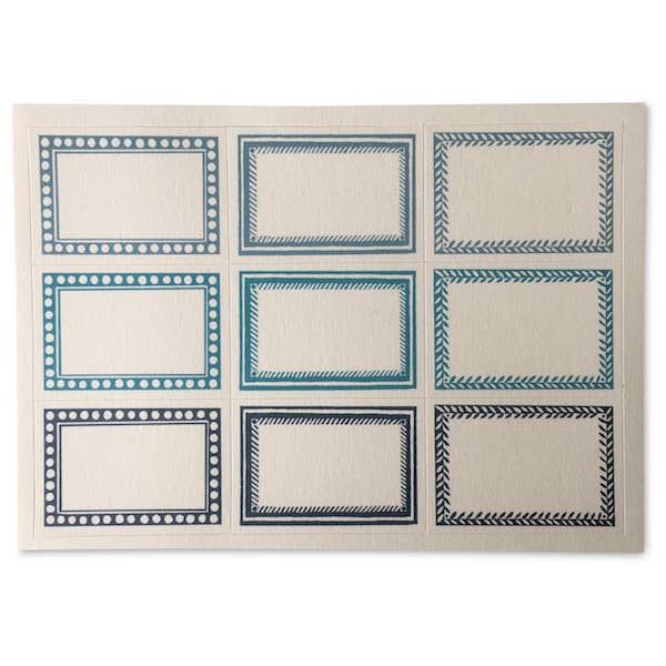 Packet of 18 Small Self-Adhesive Labels in Blue-Green