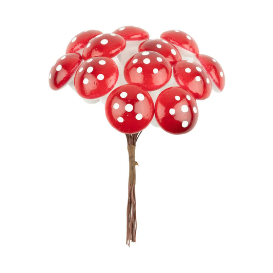 Set of 12 Medium Red Mushrooms