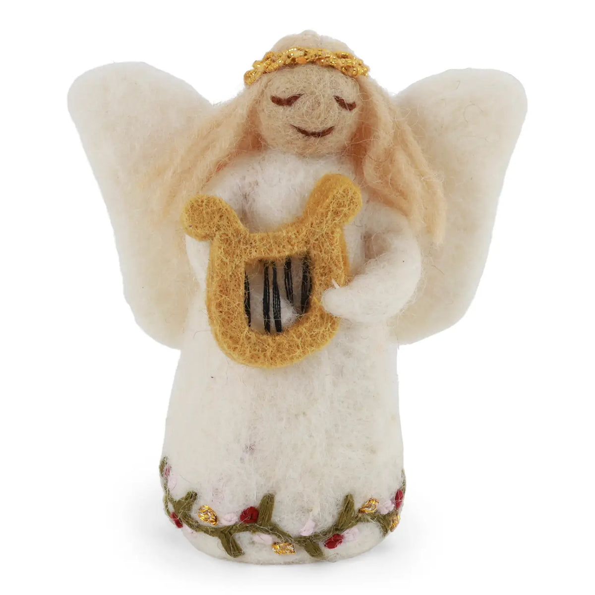 Angel w/Emboridery Holding Harp - Small
