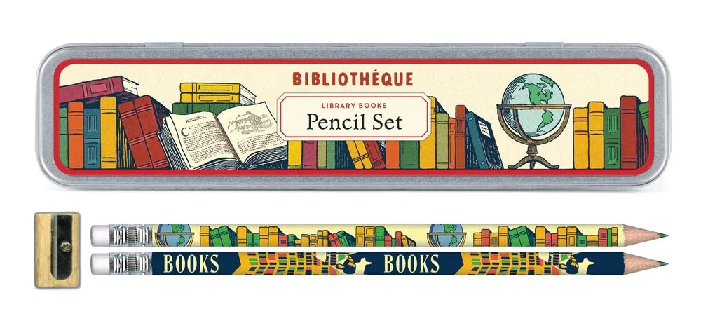 Library Books Pencil Set in a Tin