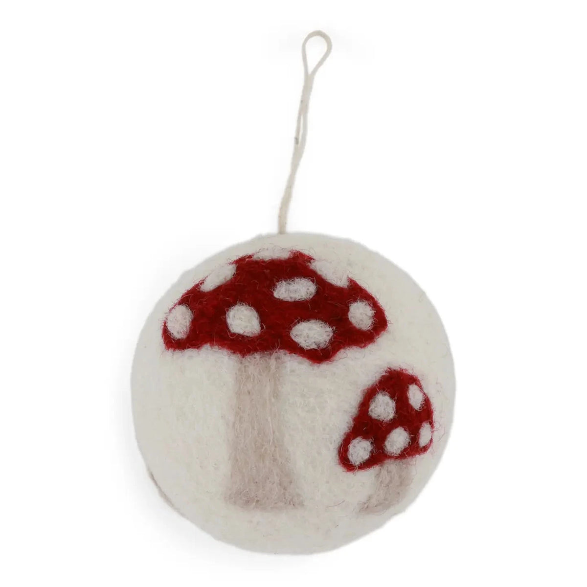Christmas Bauble - White w/Mushrooms