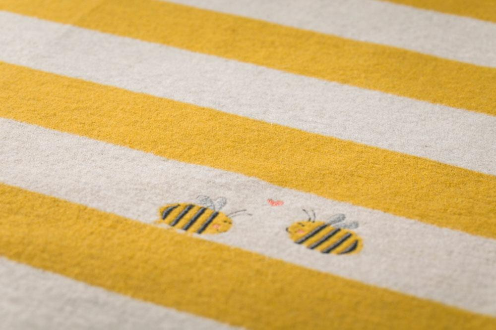 Juwel Stripes and Bees Embroidered Baby Blanket