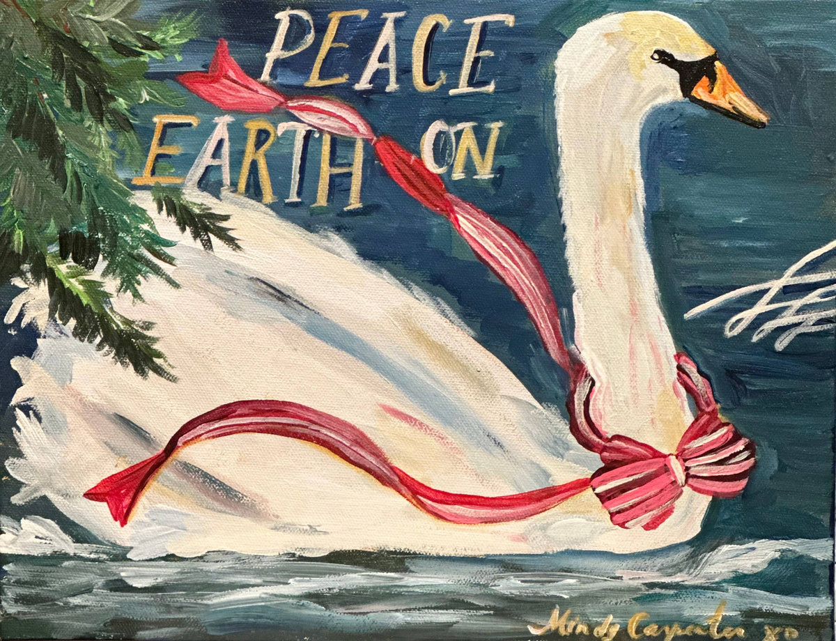 Peace on Earth Swan Greeting Card