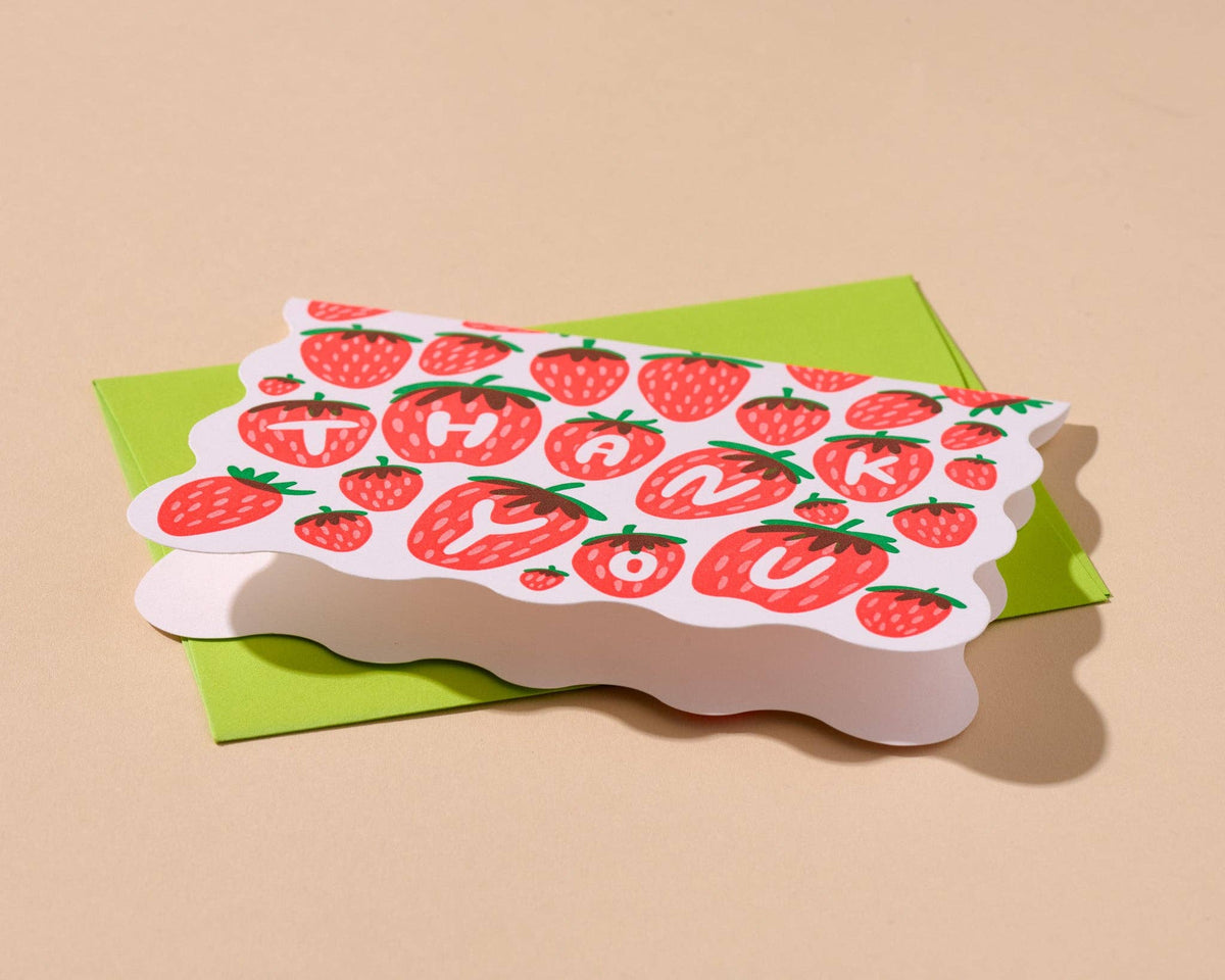 Colorful Letterpress Strawberry Thank You Notecards - Boxed Set of 10