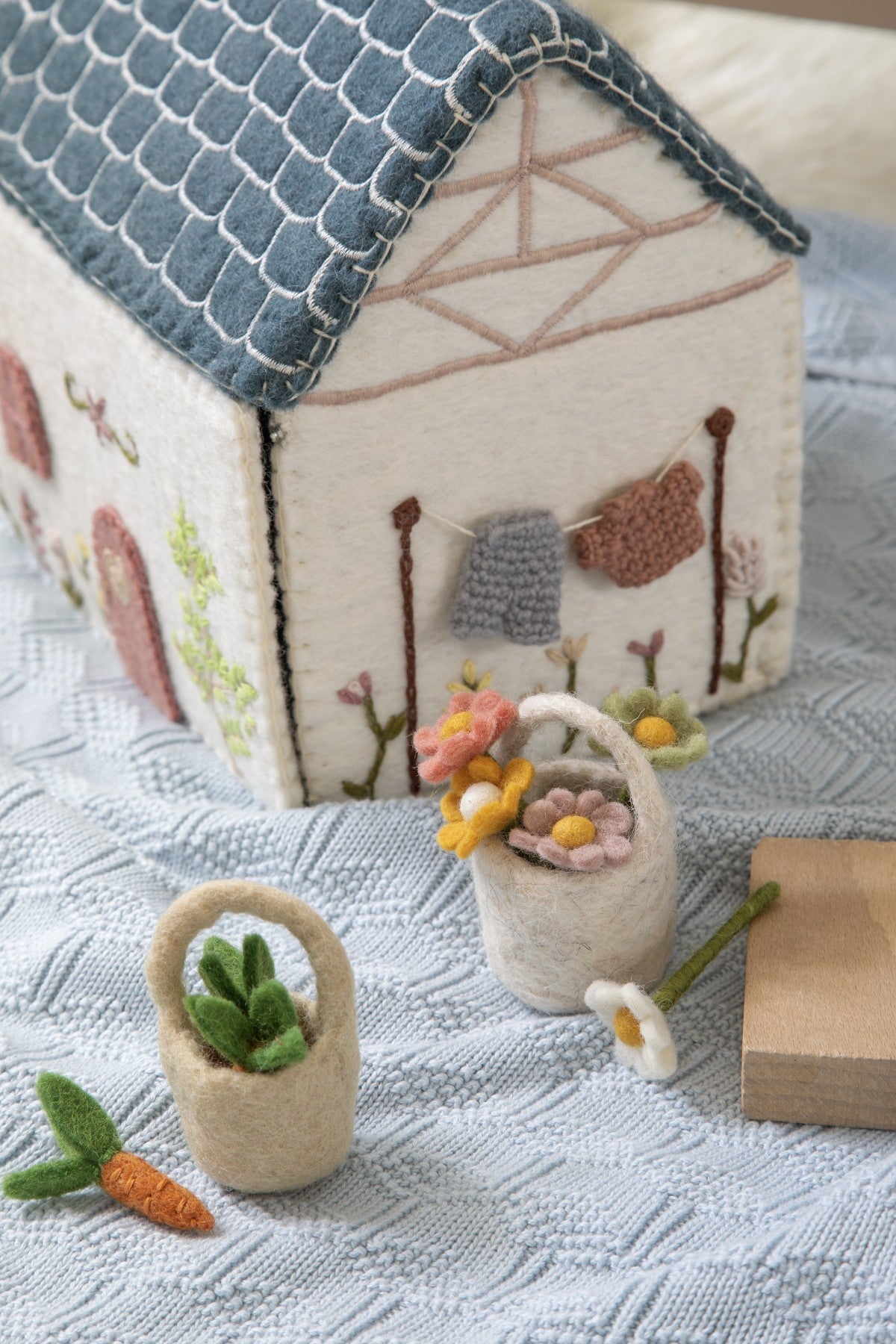 Felt House with String Light Garland