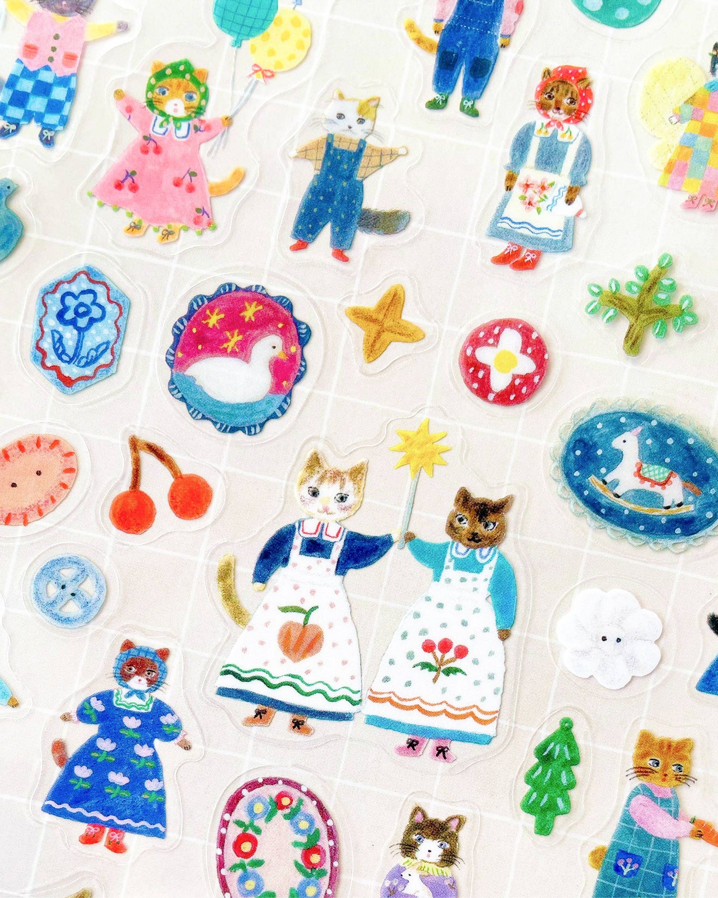 Clear Sticker Sheet - Cats and Buttons