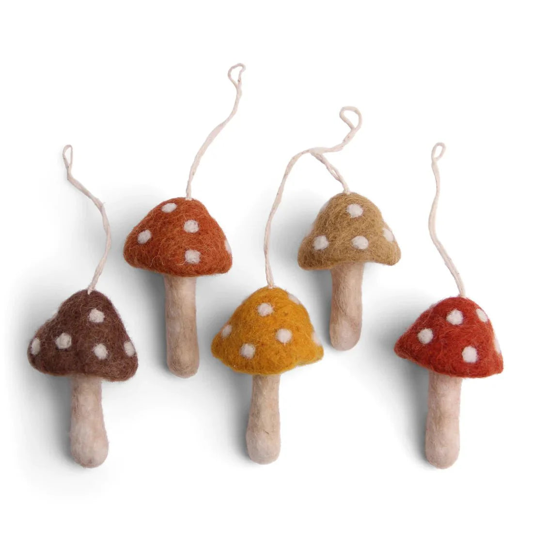 Set of 5 Mushroom Ornaments - Gry & Sif