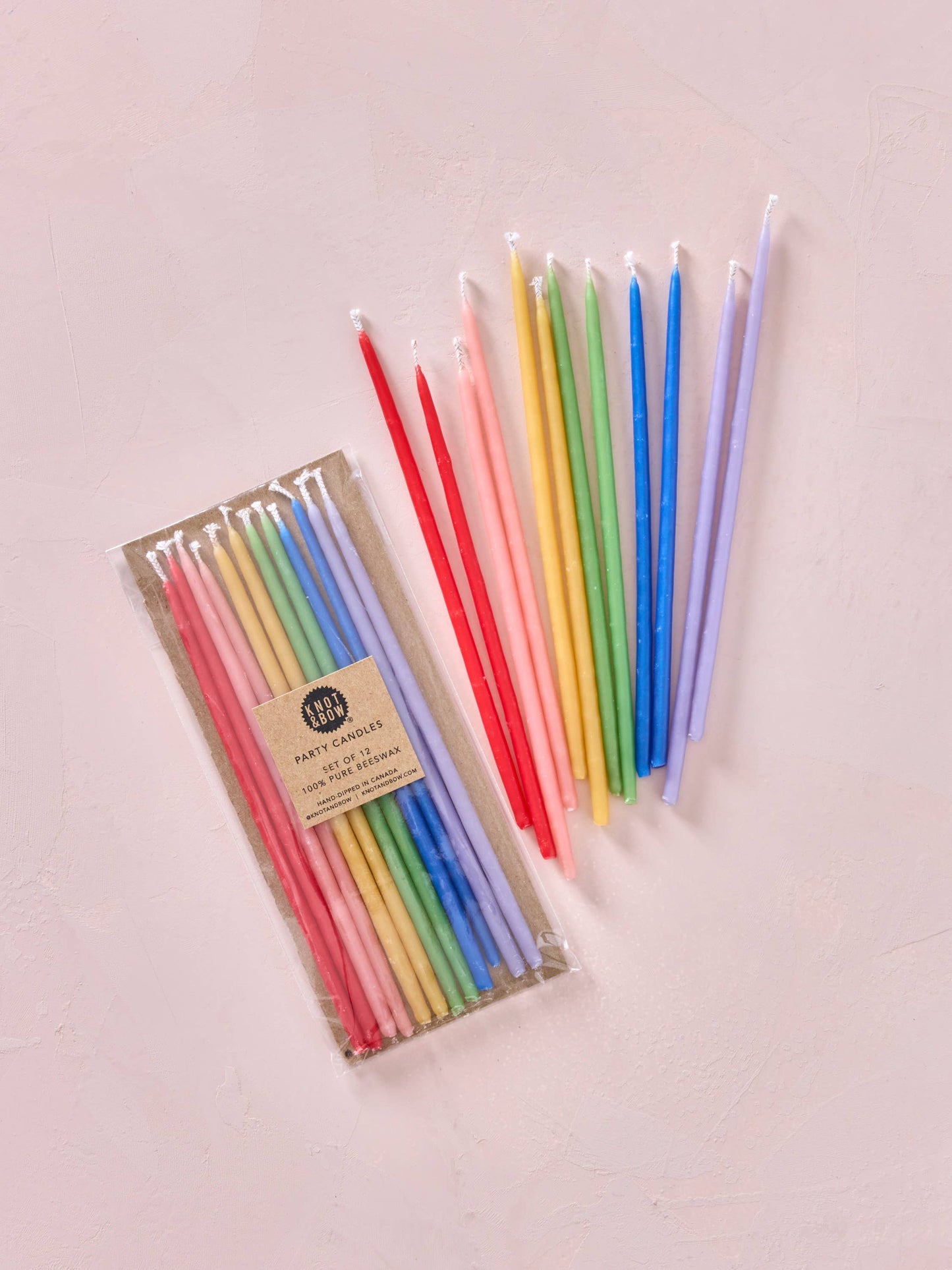 Hand-dipped Pure Beeswax Birthday Candles | Tall Rainbow