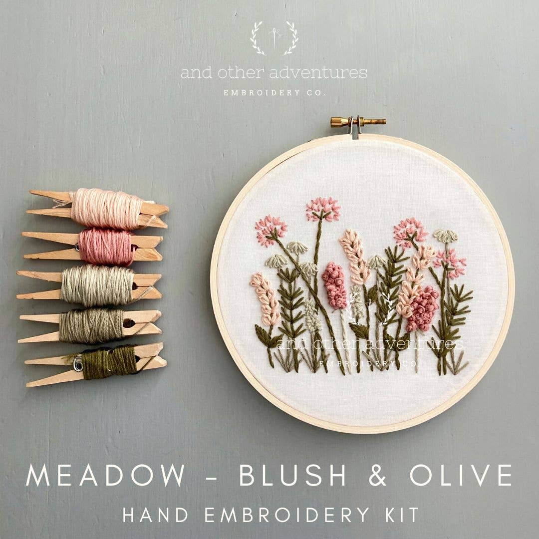Meadow in Blush & Olive Hand Embroidery Kit