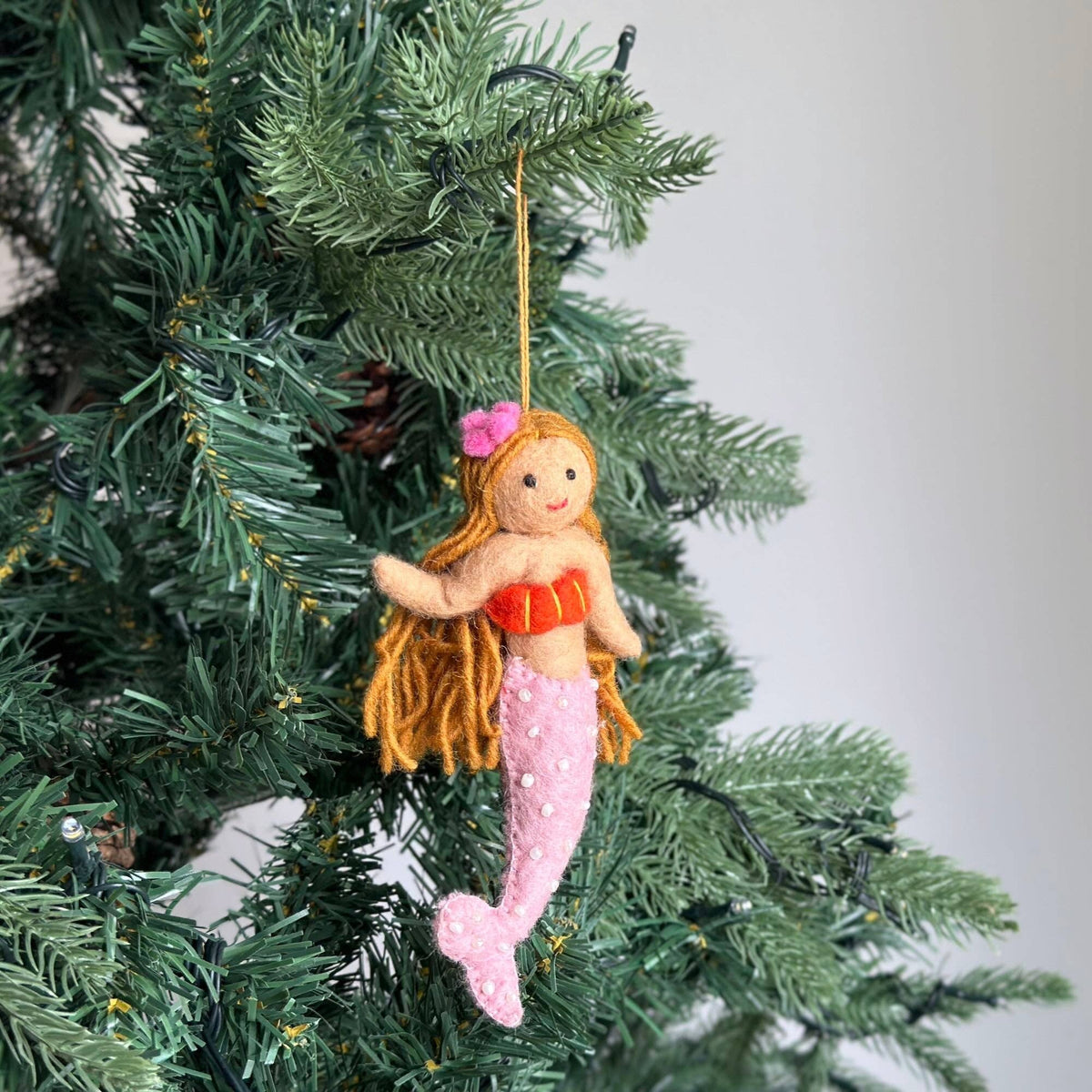 Felt Blond Mermaid Ornament: Blue