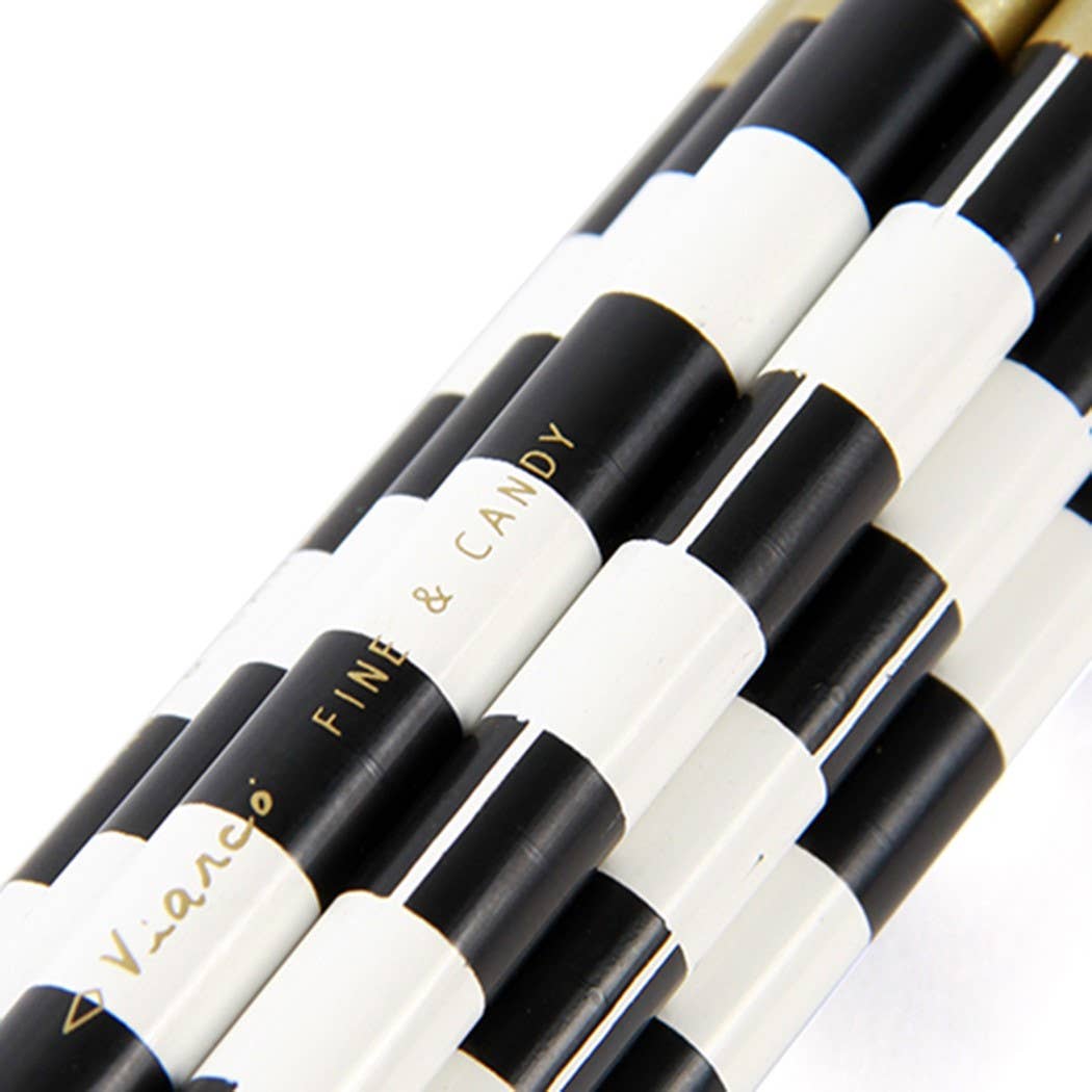 Black and White Stripe Graphite Pencil Set