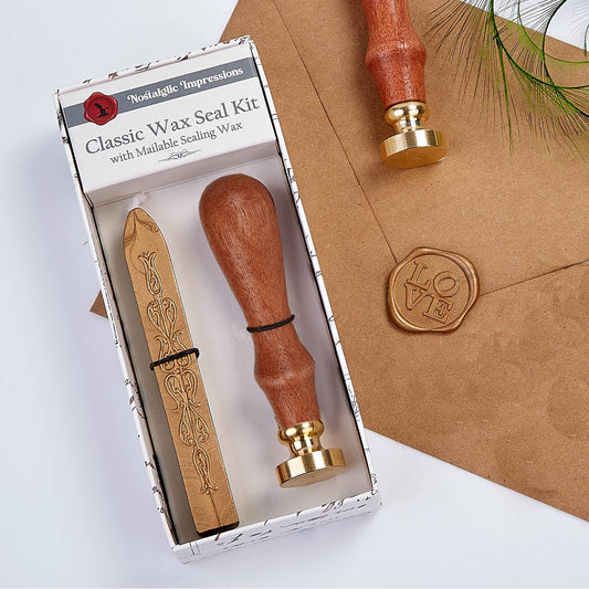 Rosewood Handle Wax Seal Stamp Kit with Sealing Wax