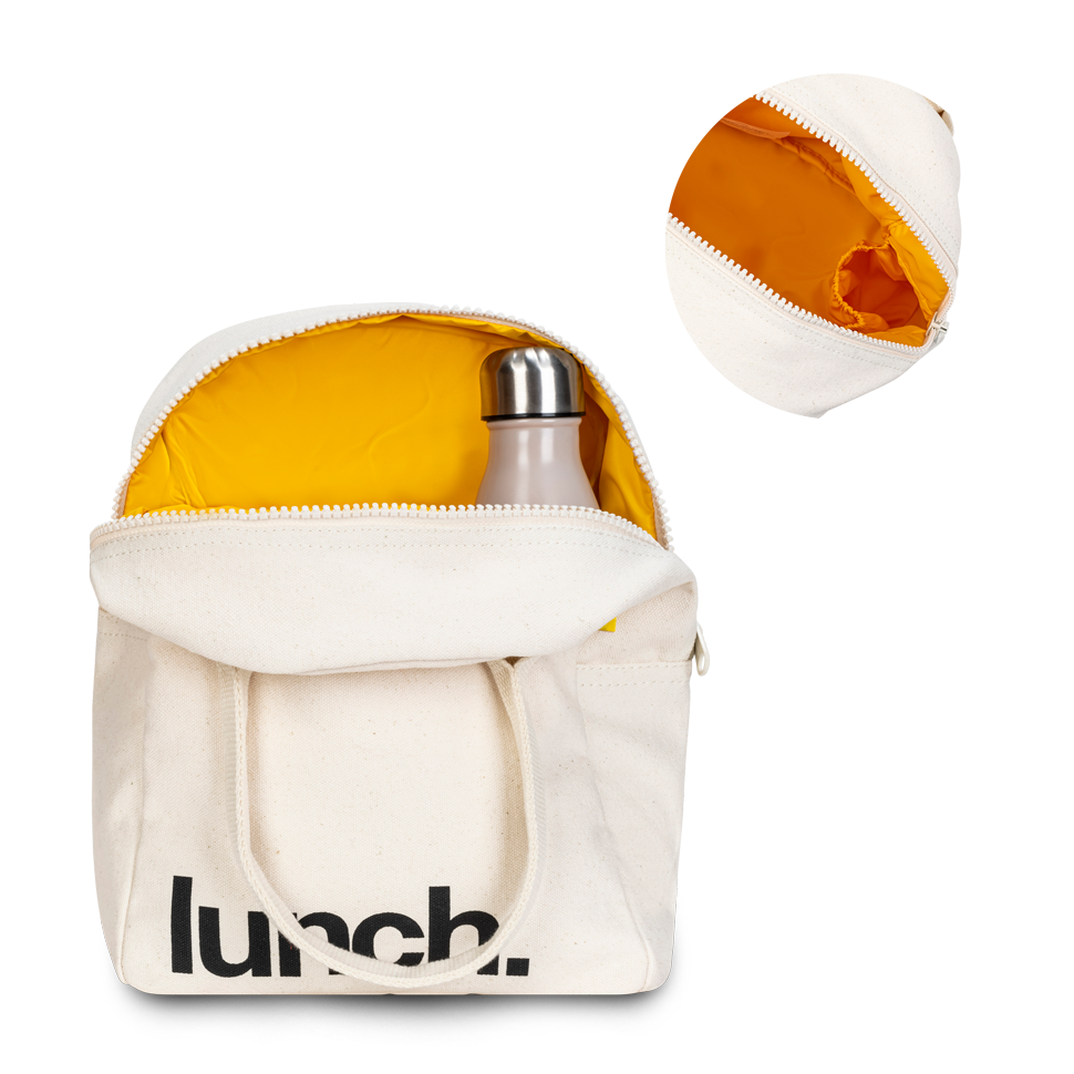 'Lunch' Natural - Zipper Lunch Bag