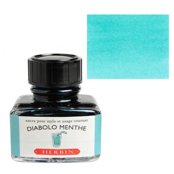 Herbin Fountain Pen Ink 30ml Bottle -35 Colors: Bleu des Profondeurs (Deep Sea Blue)