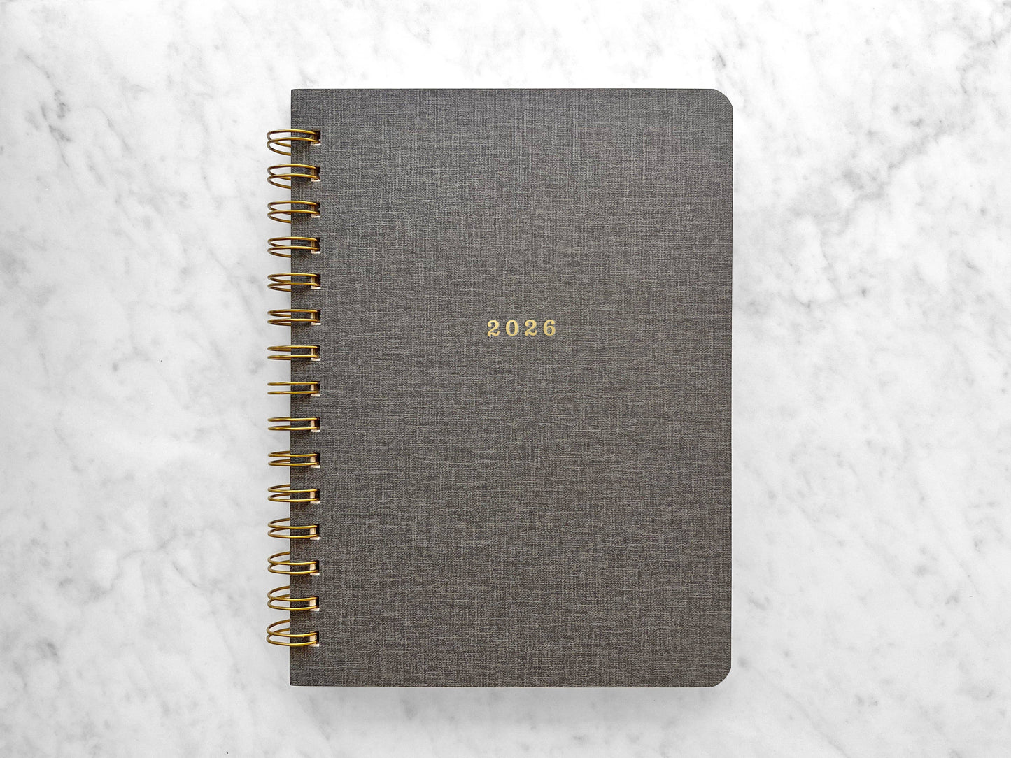 12-Month Planner, Charcoal Bookcloth: Jan-Dec 2026