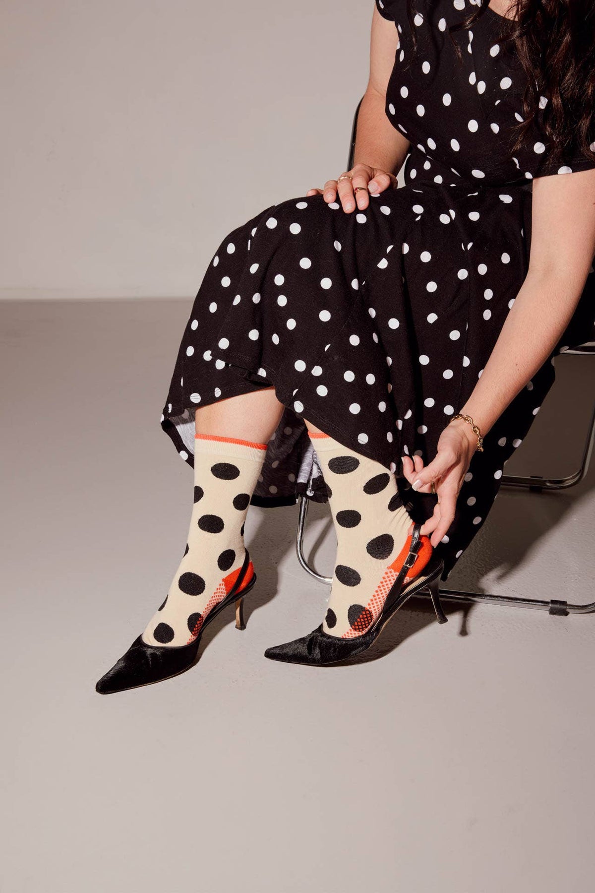 Panhandle Classic Dot Crew Socks — Cream: Small (Women's 4 - 10)
