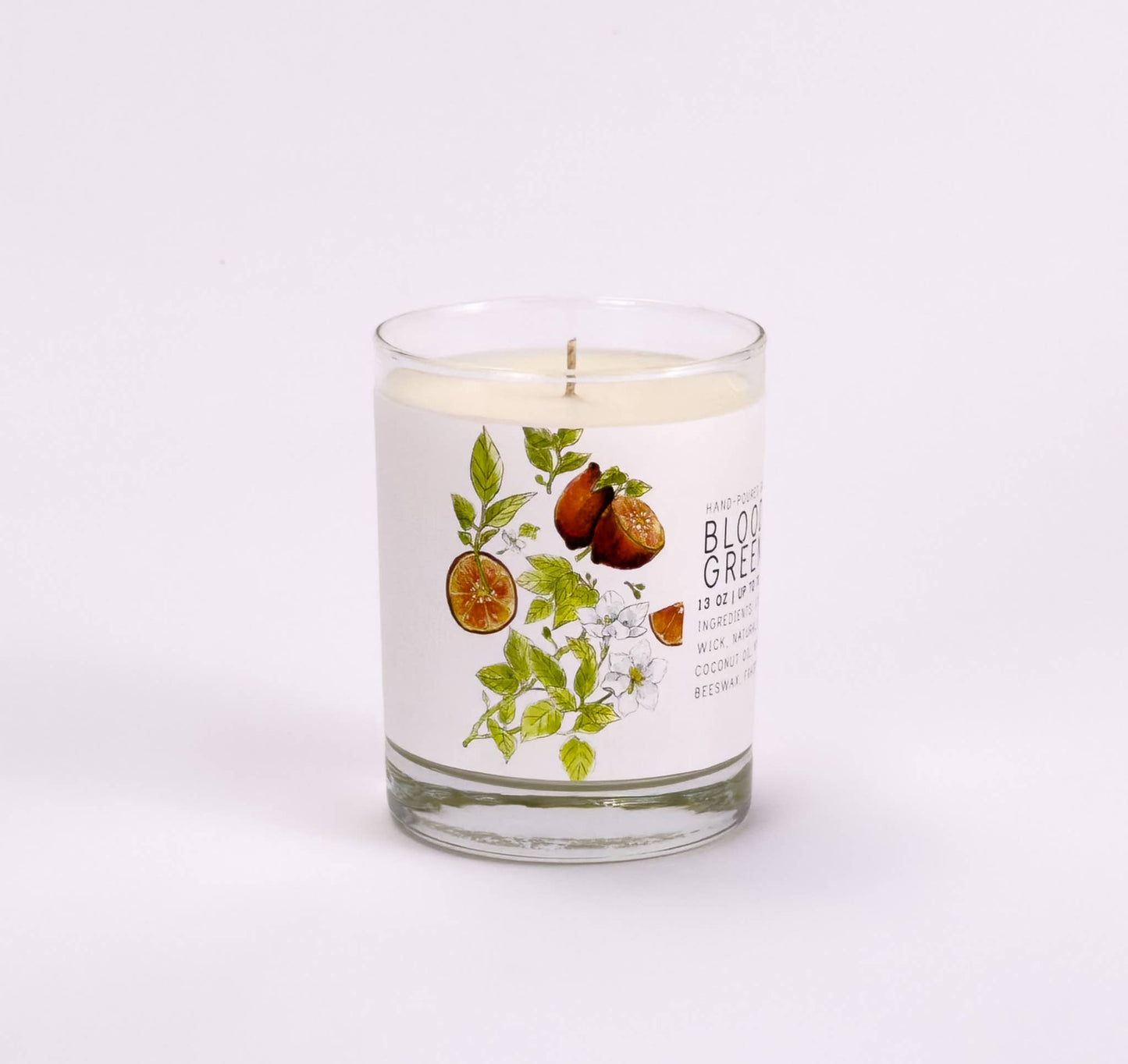 Blood Lime & Green Tea - Large Glass - Just Bee Candle: Large Glass (up to 70 hrs of clean burning)