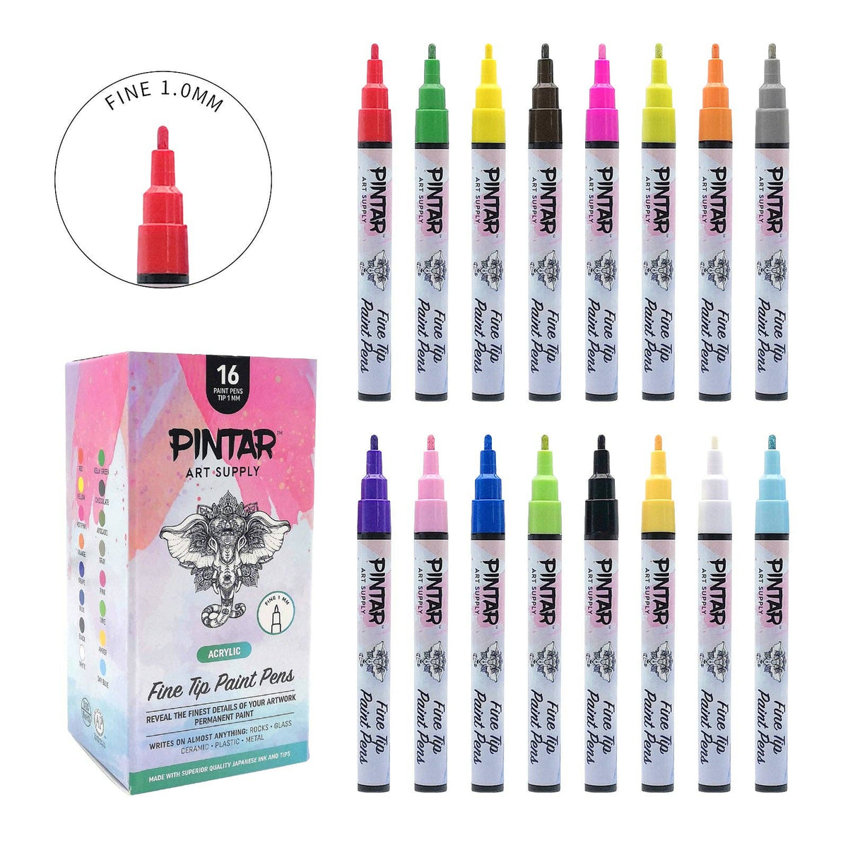 Pintar Acrylic Paint Pens - 1mm Fine Tip (Assorted Colors)