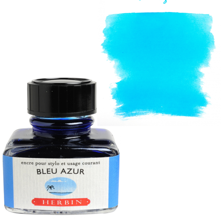 Herbin Fountain Pen Ink 30ml Bottle -35 Colors: Bleu des Profondeurs (Deep Sea Blue)