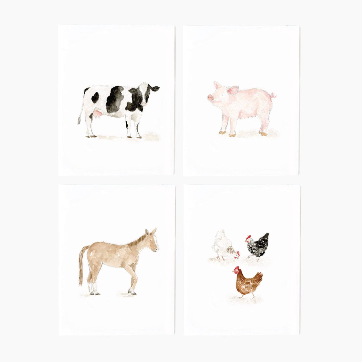 Farm animals assorted notecard set