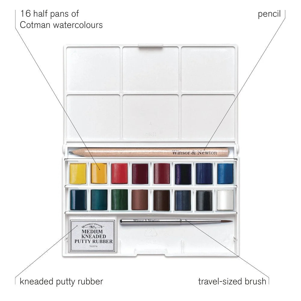 Cotman Watercolour Pocket Box Half Pan Set