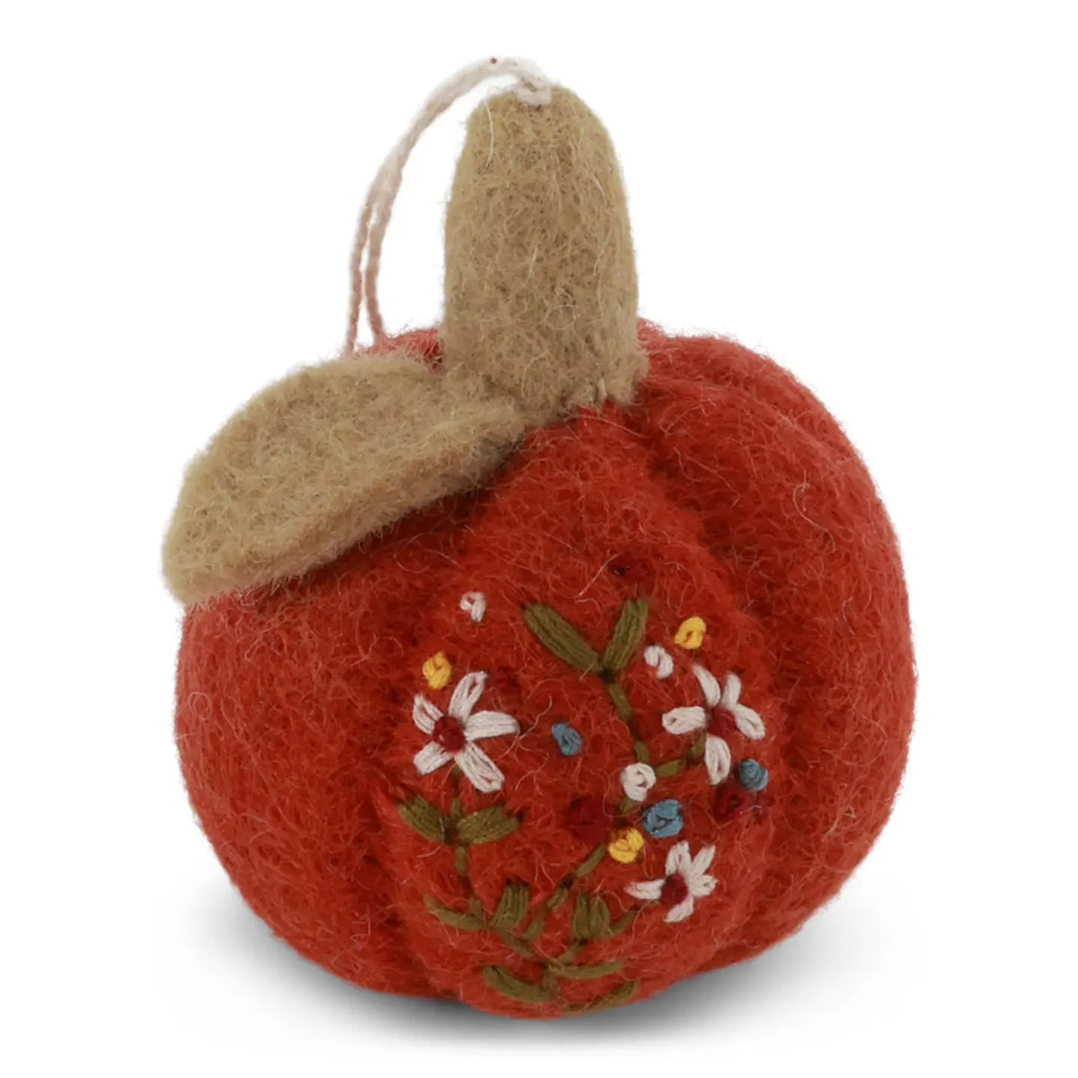 Rusty Red Pumpkin with Embroidery
