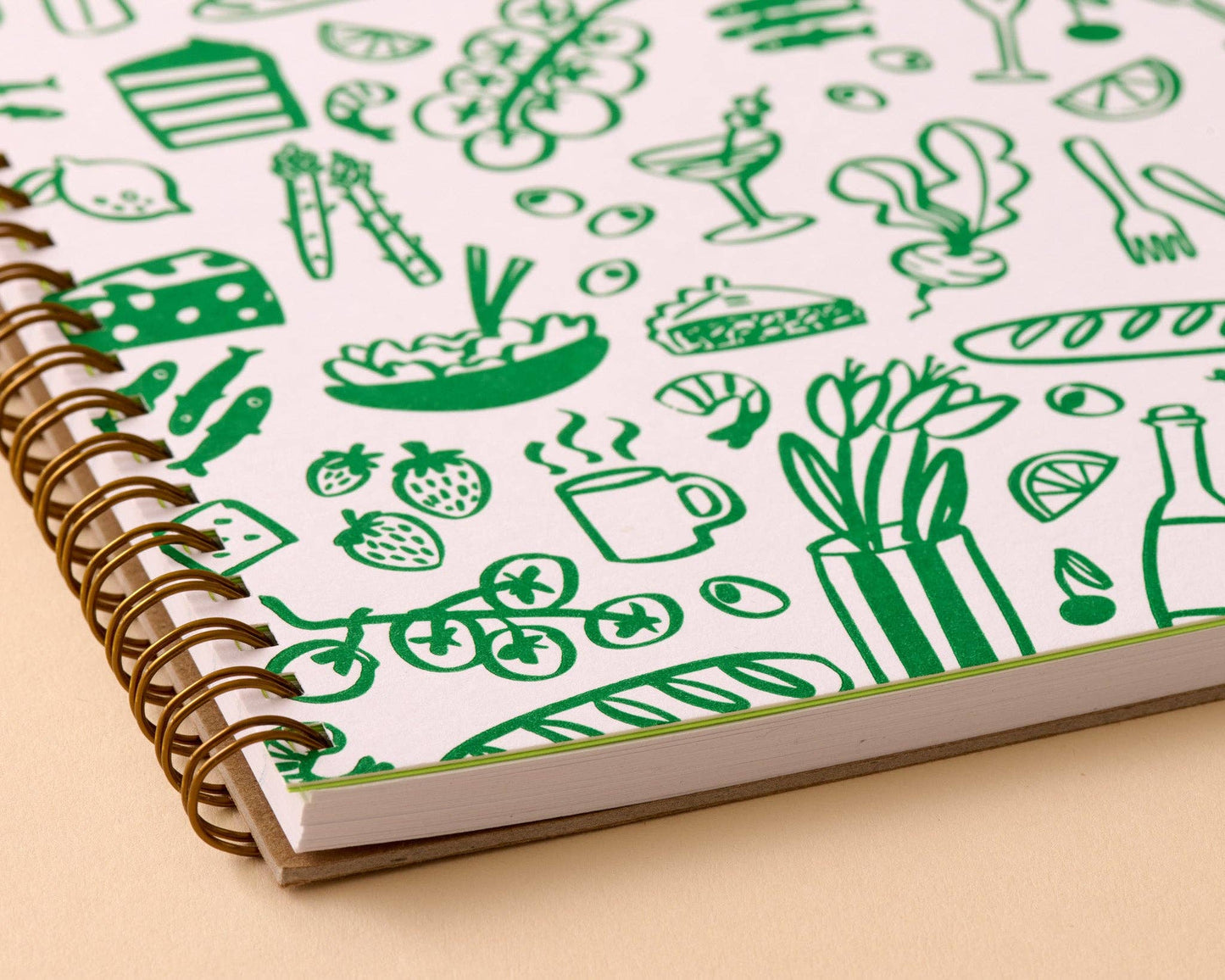 Letterpress A5 Lined Spiral Notebook—Dinner Party Drawings