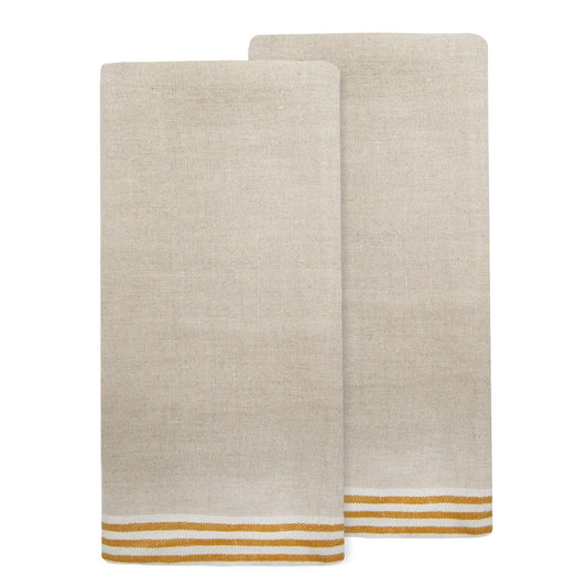 Alsace Natural & Mustard Towels 20x30 - Set of 2