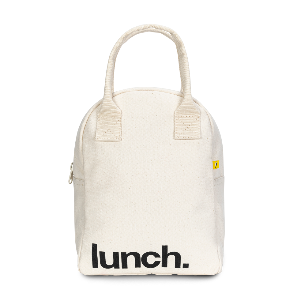 'Lunch' Natural - Zipper Lunch Bag