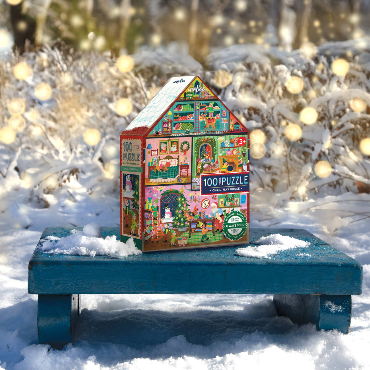 Christmas House 100 Piece Puzzle (Shaped Box)