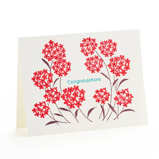 Red Flowers Congratulations Notecard