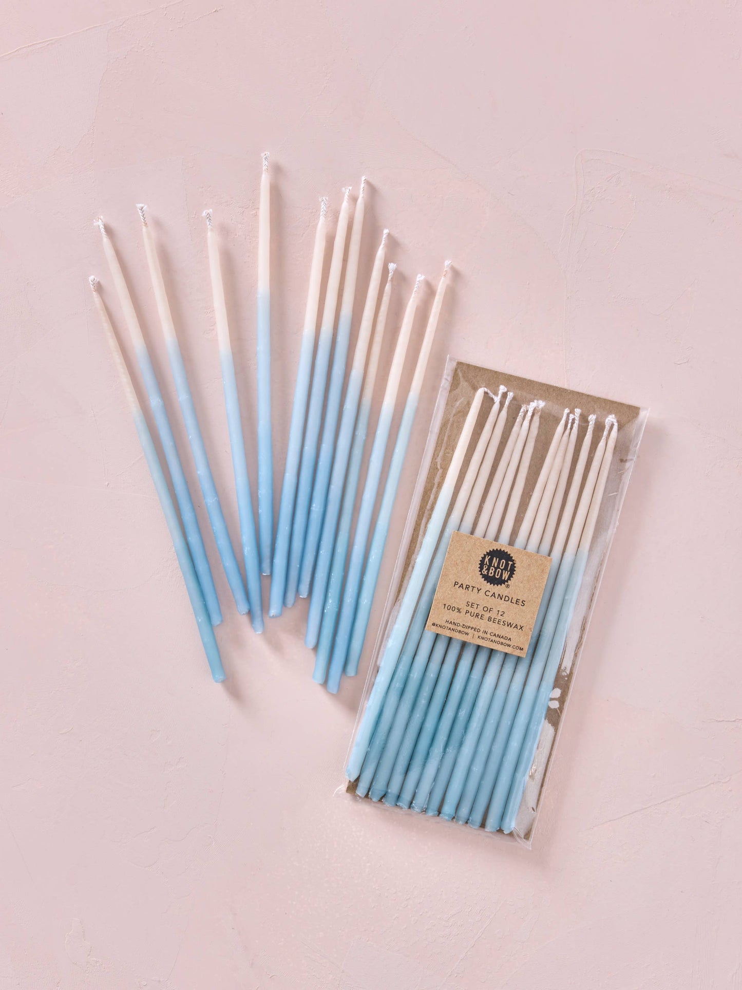 Hand-dipped Beeswax Birthday Candles | Tall Aqua Ombré : Aqua Ombre