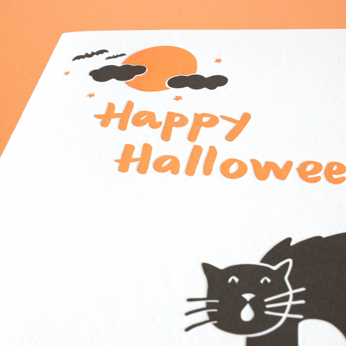 Halloween Cat - Letterpress Greeting Card