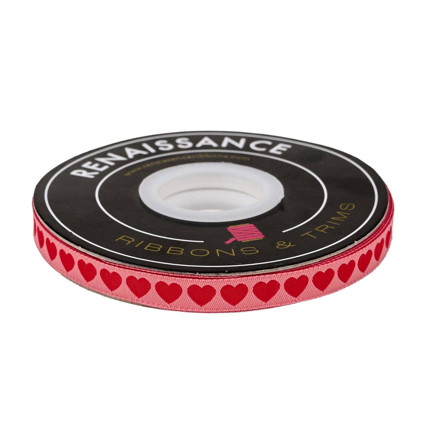 Funny Valentine - Tiny Hearts in Pink and Red - 3/8" width - by Lizzy House - 5 Yard Spool