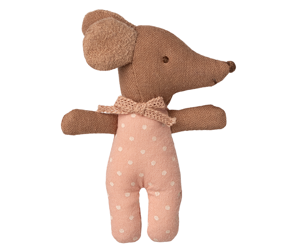 Sleepy Wakey Baby Mouse in Matchbox - Rose