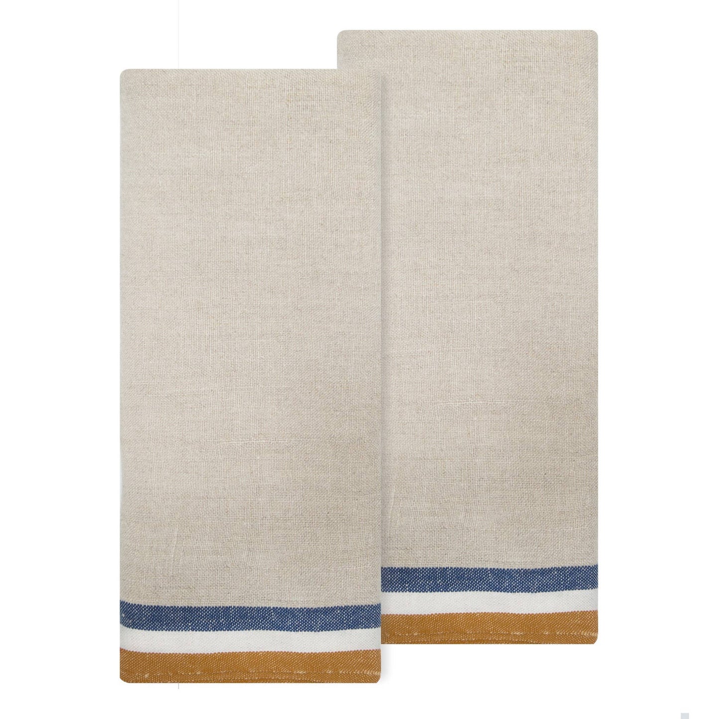 Normandy Natural - Mustard/Natural/Blue Tea Towels 20x30