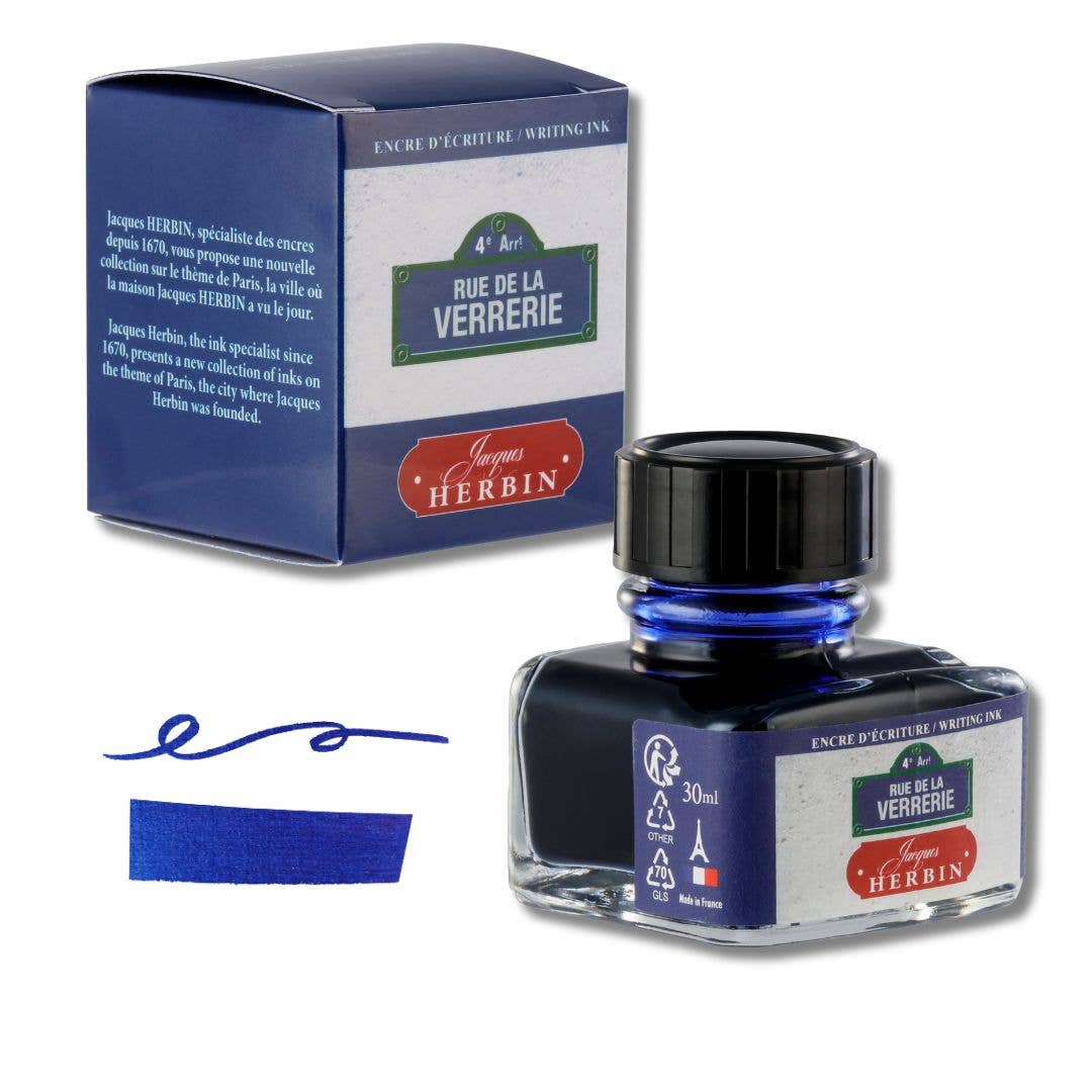 Jacques Herbin "Paris Collection" Fountain Pen Inks : Rue de la Verrerie Blue
