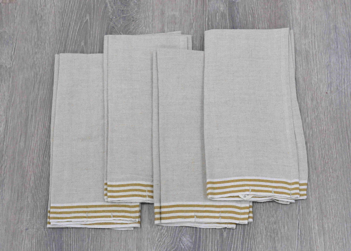 Alsace Natural & Mustard Napkins 20x20 - Set of 4