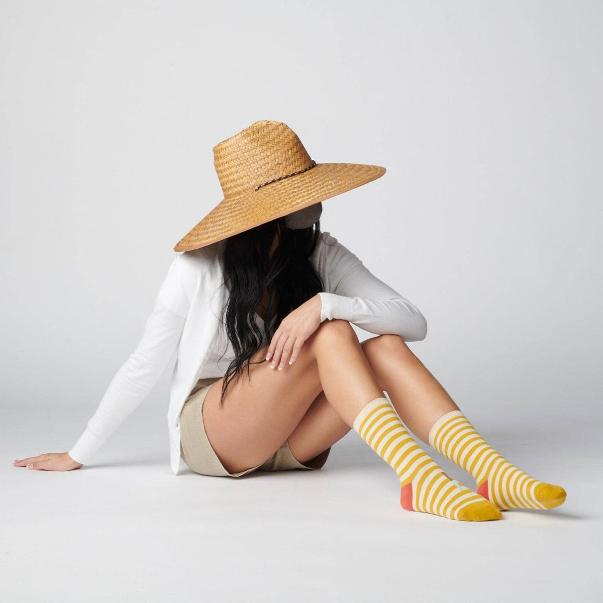 Eureka Striped Socks in Yellow, White, Red